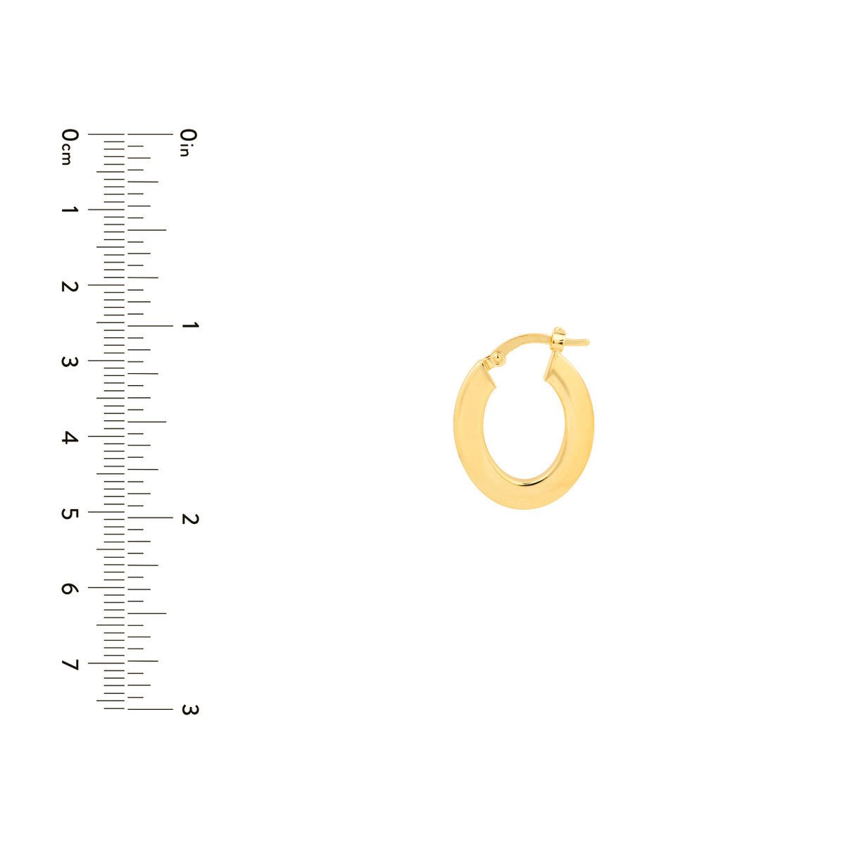 Birmingham Jewelry - 14K Yellow Gold Medium Rectangular Tube Oval Shape Hoop Earrings - Birmingham Jewelry