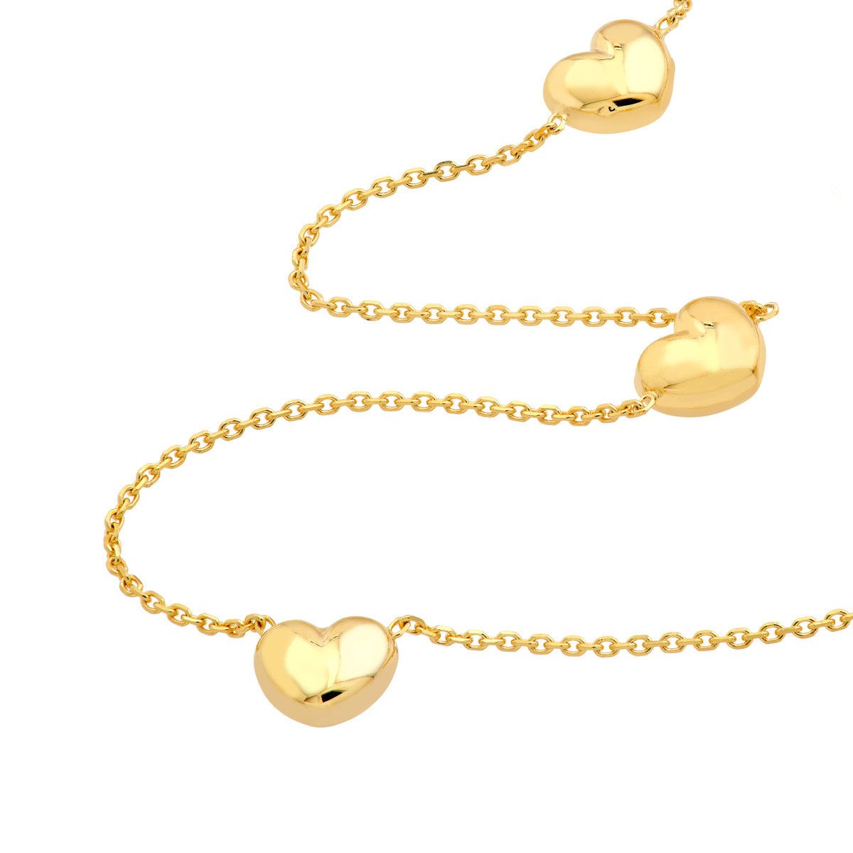 Birmingham Jewelry - 14K Yellow Gold Multi Heart Station Necklace - Birmingham Jewelry