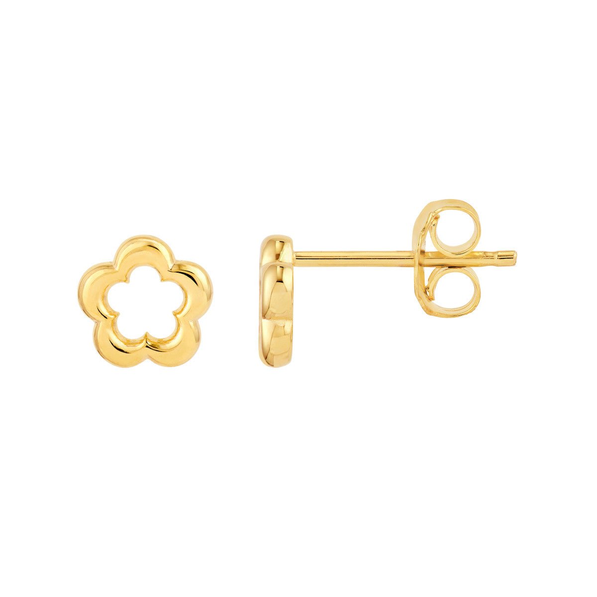 Birmingham Jewelry - 14K Yellow Gold Open Flower Stud Earrings - Birmingham Jewelry