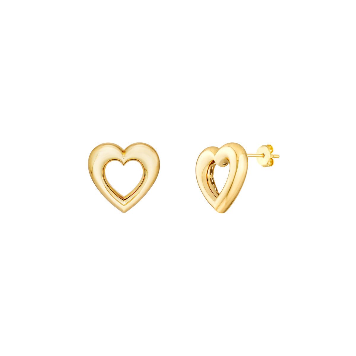 Birmingham Jewelry - 14K Yellow Gold Open Heart Stud Earrings - Birmingham Jewelry
