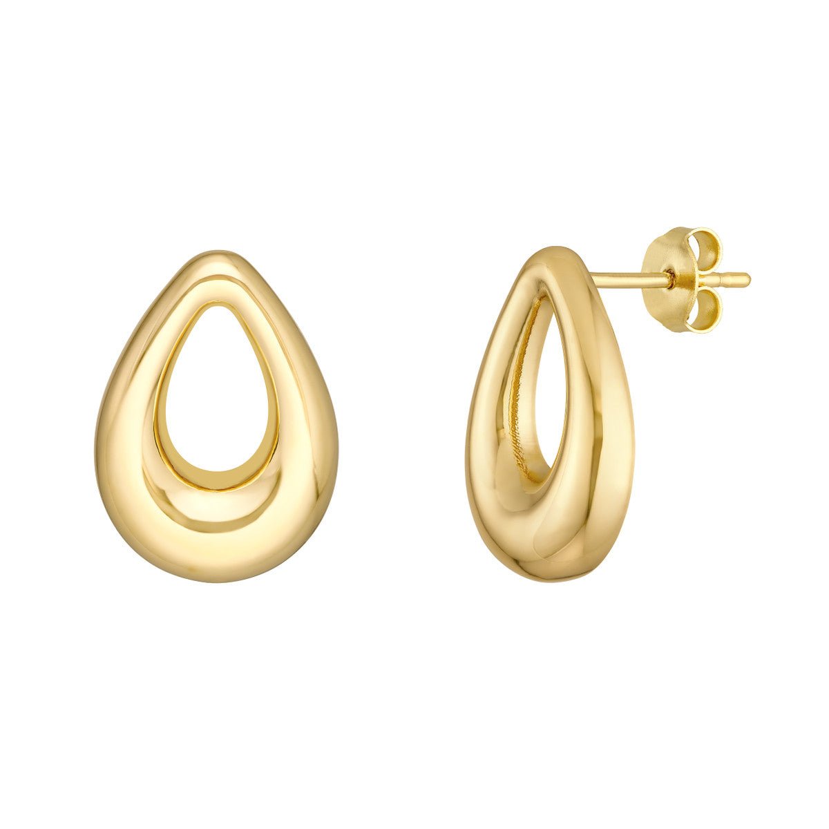 14K Yellow Gold Open Teardrop Stud Earrings Birmingham Jewelry Earrings Birmingham Jewelry