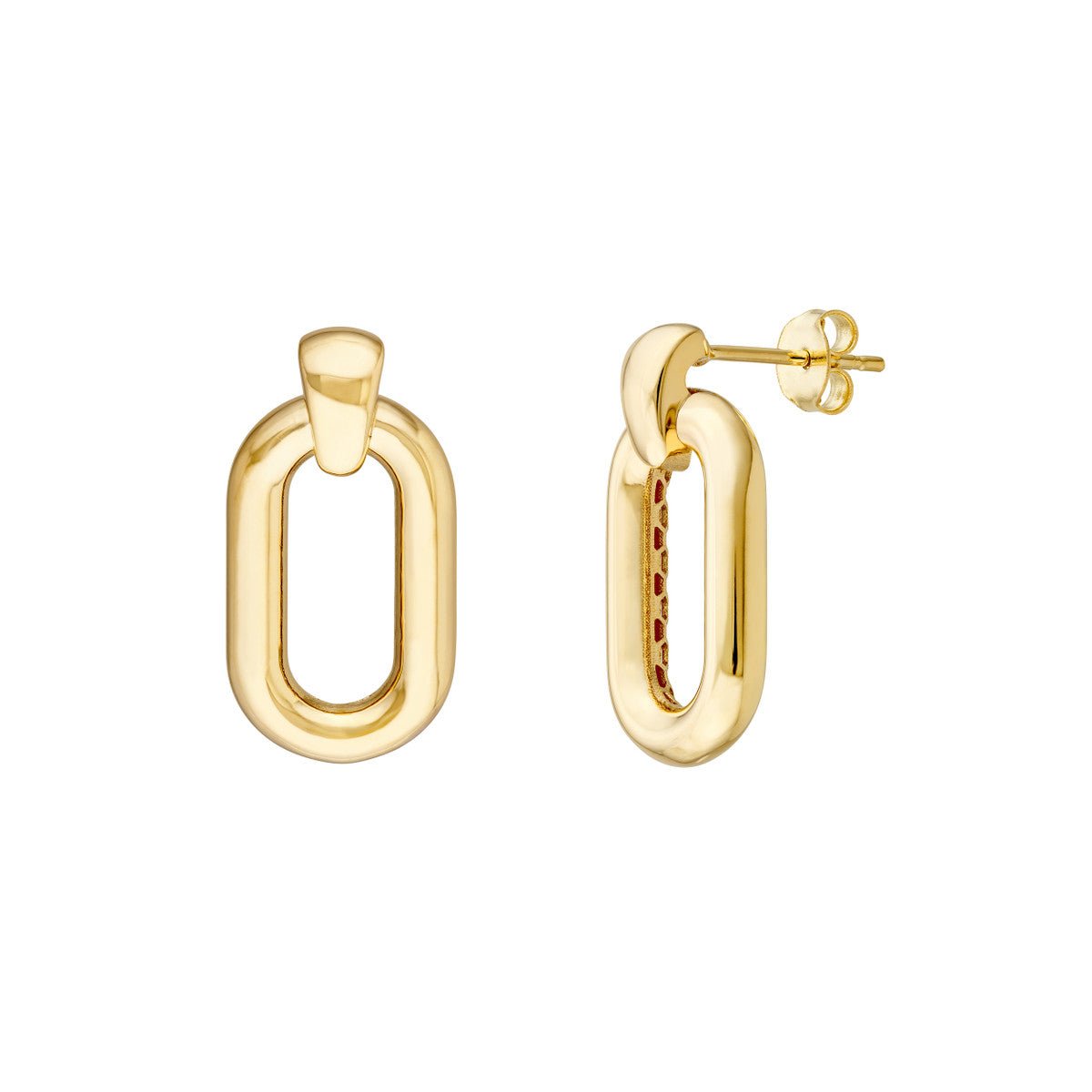Birmingham Jewelry - 14K Yellow Gold Oval Door Knocker Hoop Earrings - Birmingham Jewelry