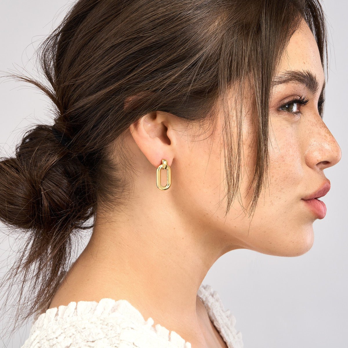 Birmingham Jewelry - 14K Yellow Gold Oval Door Knocker Hoop Earrings - Birmingham Jewelry