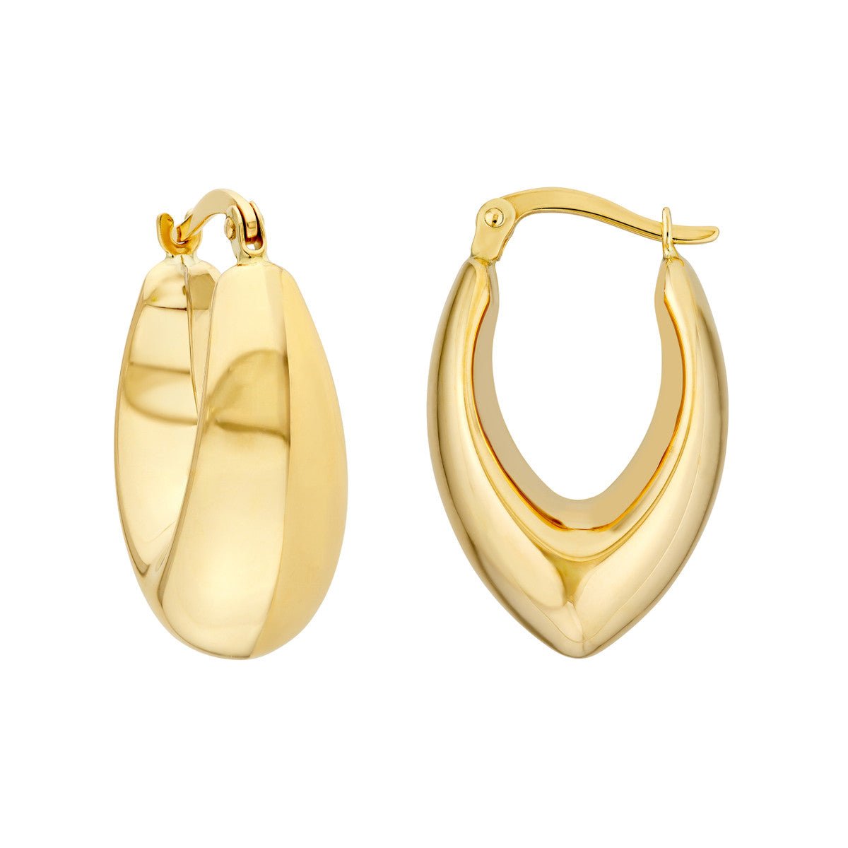 Birmingham Jewelry - 14K Yellow Gold Oval Pointed Teardrop Hoop Earrings - Birmingham Jewelry