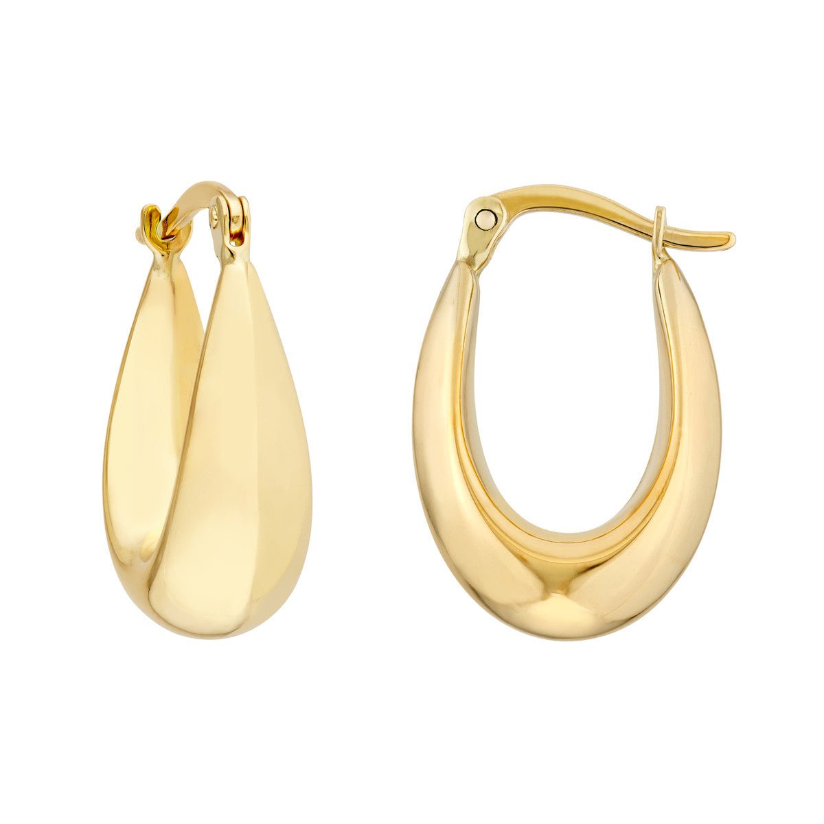HSN 1.5" Plain Oval Hoop Earrings – 14K Yellow Gold Plated Sterling Silver – 5mm Thick