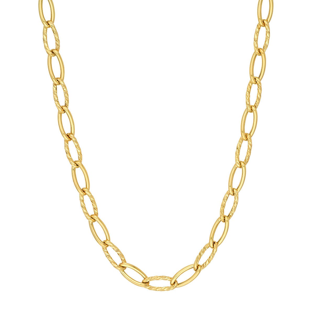 Birmingham Jewelry - 14K Yellow Gold Oval Twist Polished Links Chain - Birmingham Jewelry