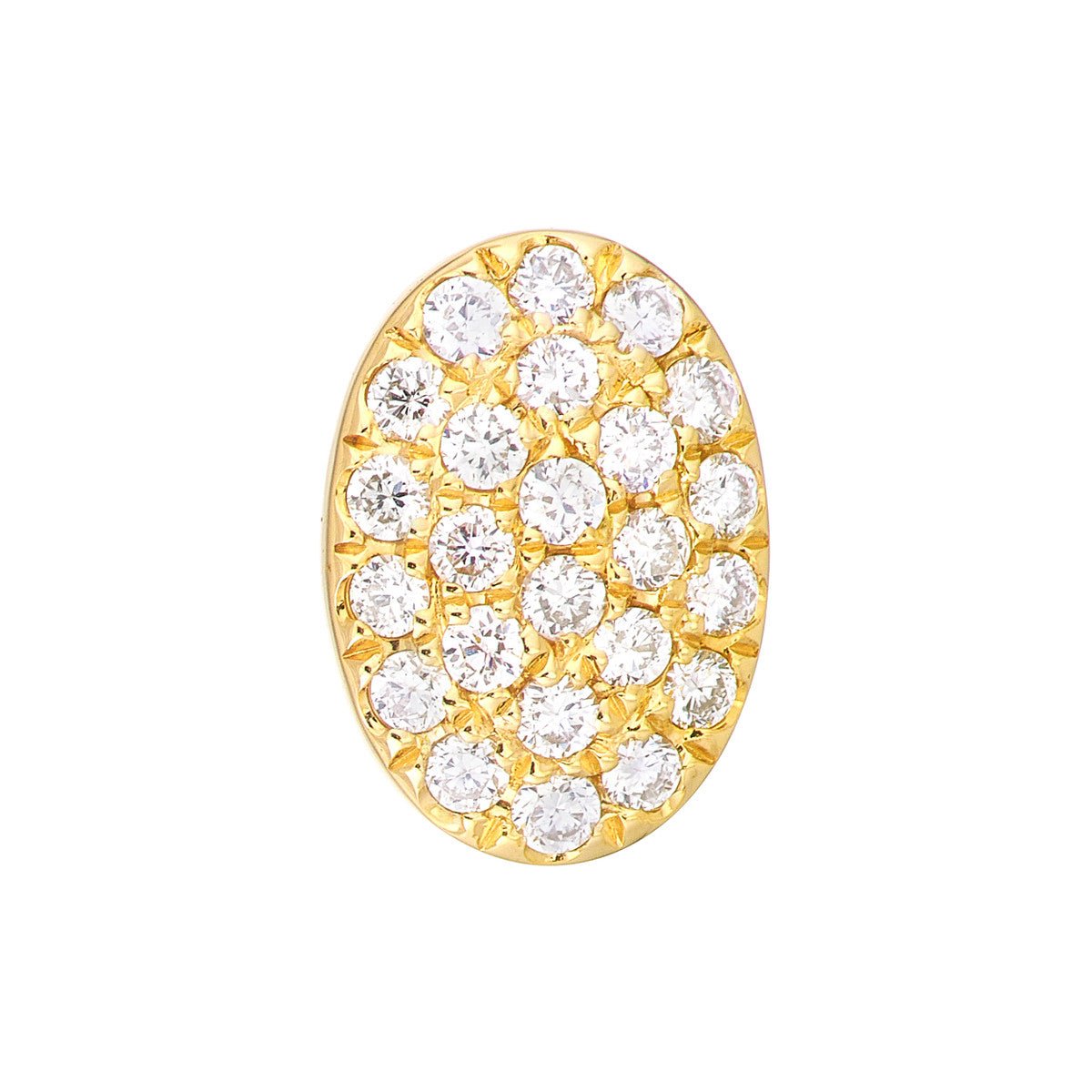 14K Yellow Gold Pave Diamond Oval Stud Earrings (1/6tcw) Birmingham Jewelry Earrings Birmingham Jewelry
