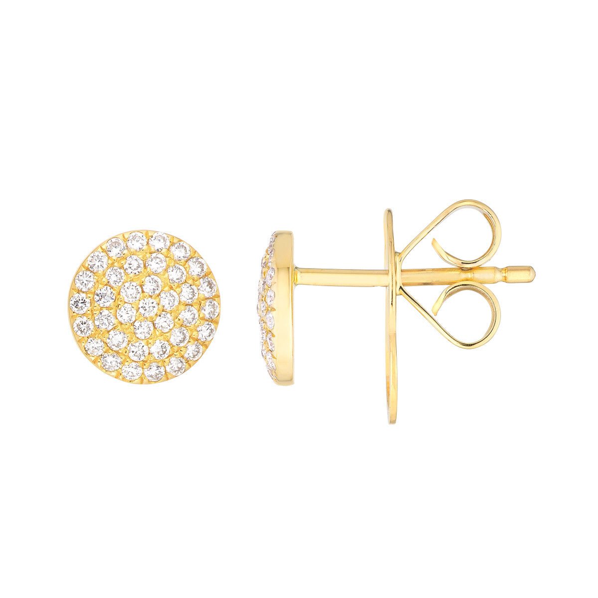 14K Yellow Gold Pave Diamond Round Stud Earrings (1/5tcw) Birmingham Jewelry Earrings Birmingham Jewelry
