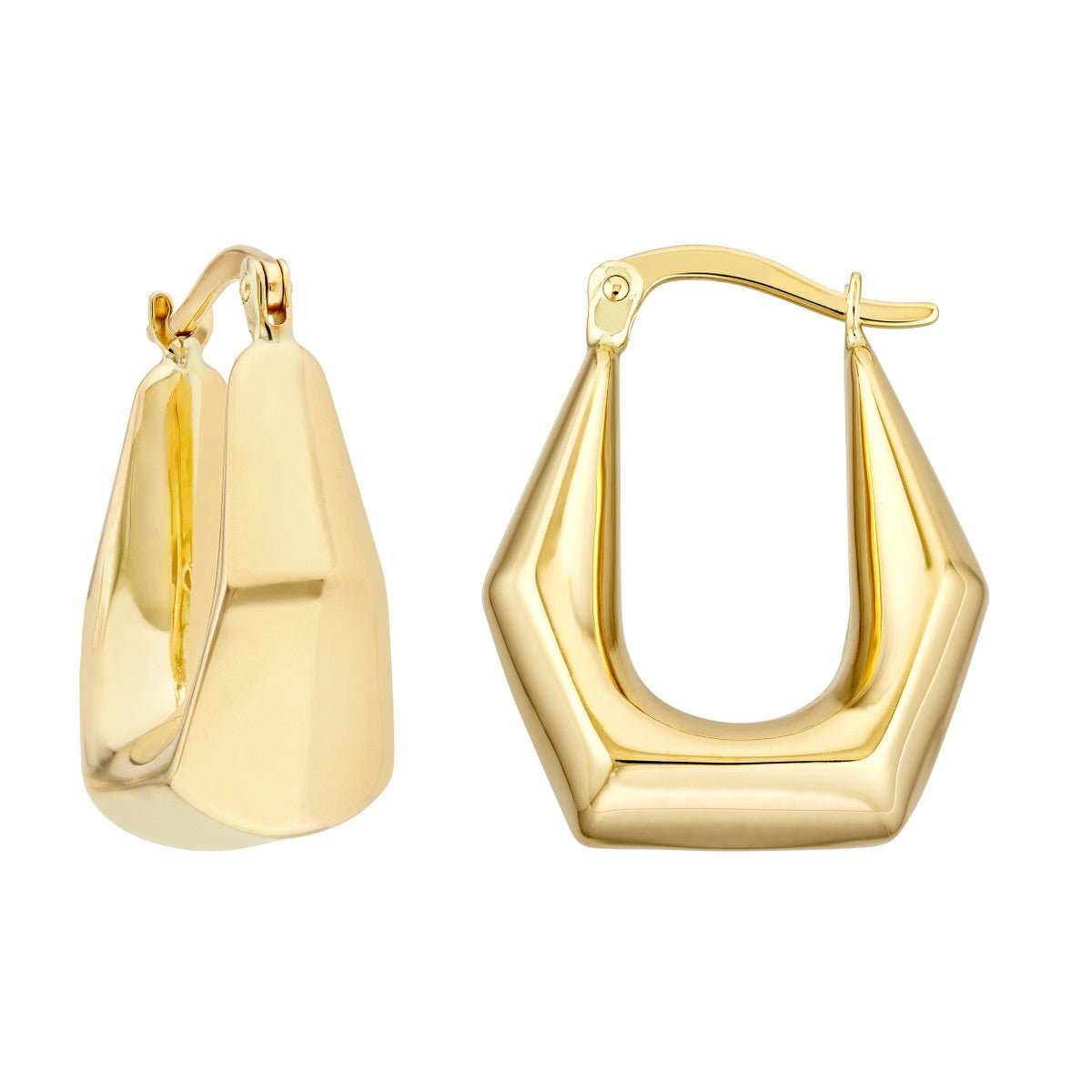 Birmingham Jewelry - 14K Yellow Gold Pentagon Oval Hoop Earrings - Birmingham Jewelry