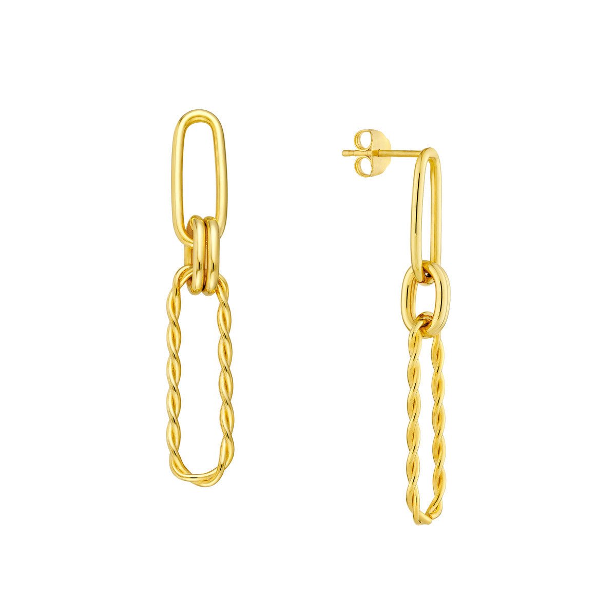 14K Yellow Gold Polished and Twist Paper Clip Earrings Birmingham Jewelry Earrings Birmingham Jewelry