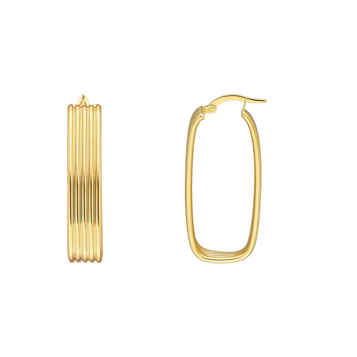 Birmingham Jewelry - 14K Yellow Gold Polished Line 8.00mm Wide Long Oval Hoop Earrings - Birmingham Jewelry