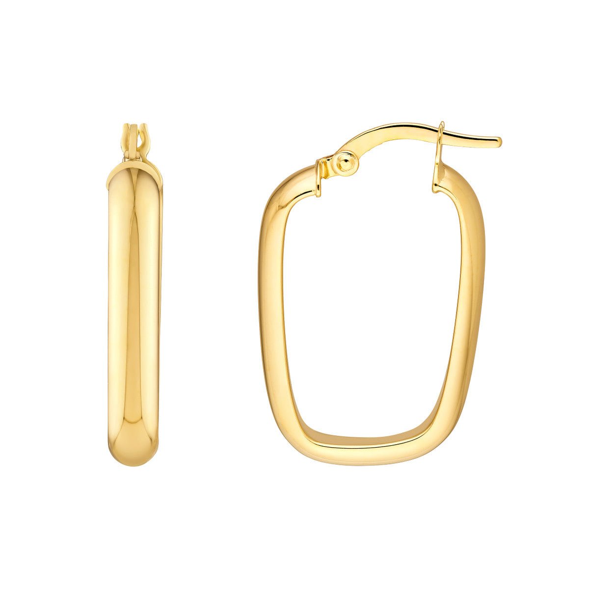 Birmingham Jewelry - 14K Yellow Gold Polished Rectangle Hoop Earrings - Birmingham Jewelry