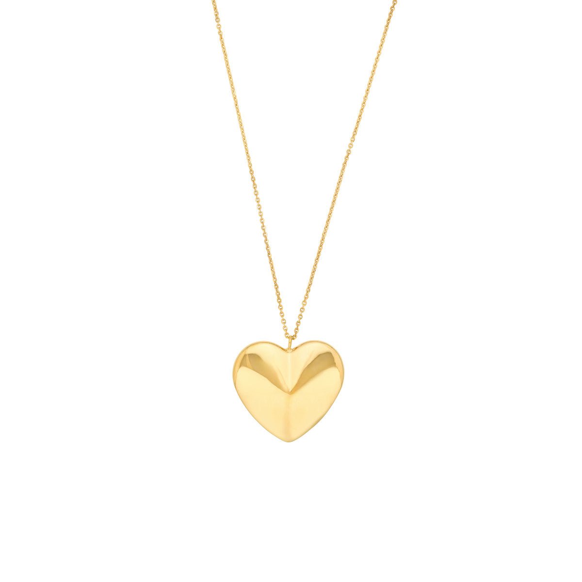 Birmingham Jewelry - 14K Yellow Gold Puff Art Large Heart Pendant Necklace - Birmingham Jewelry