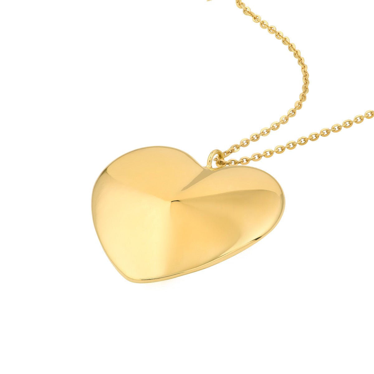 Birmingham Jewelry - 14K Yellow Gold Puff Art Large Heart Pendant Necklace - Birmingham Jewelry