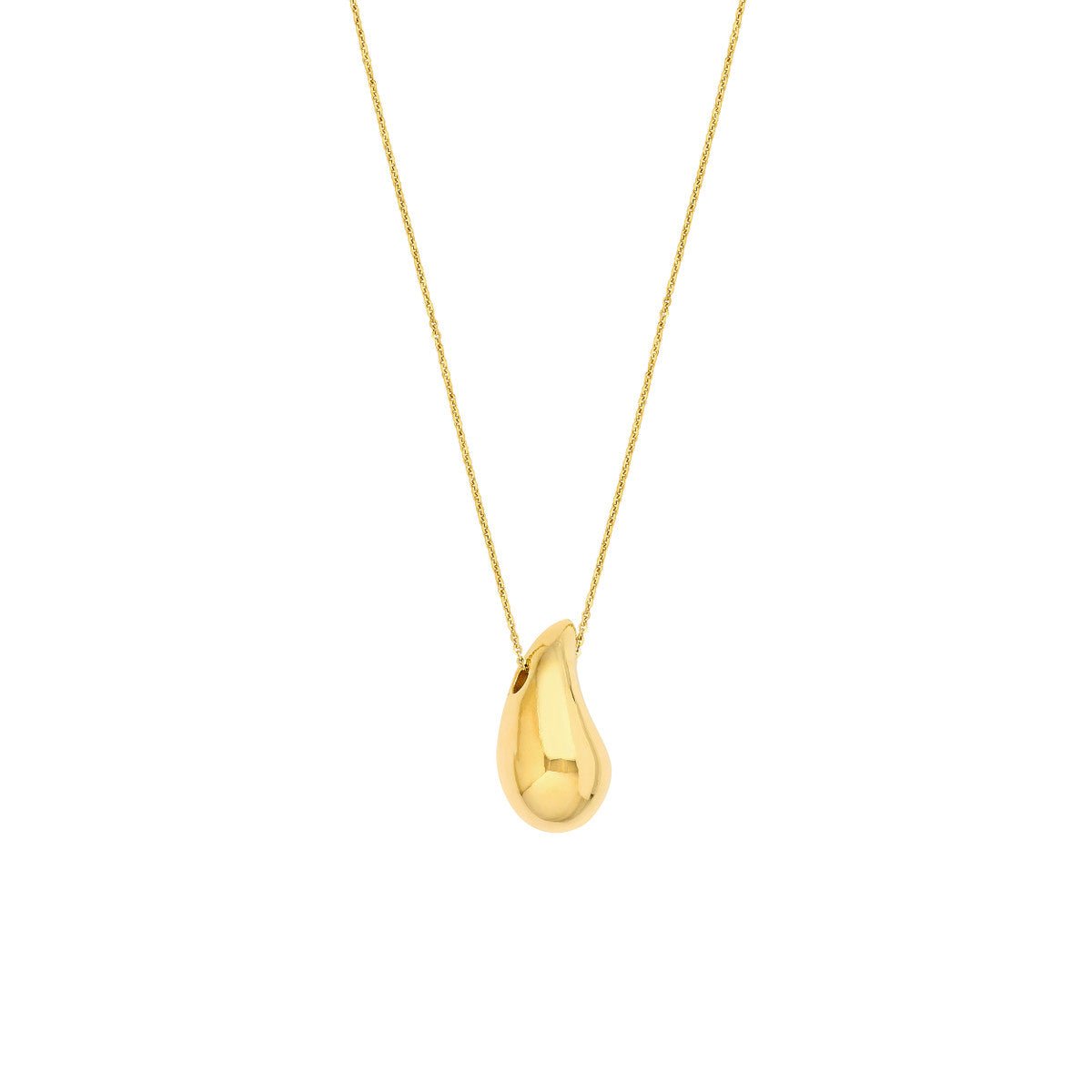 Birmingham Jewelry - 14K Yellow Gold Puff Art Teardrop Dome Necklace - Birmingham Jewelry