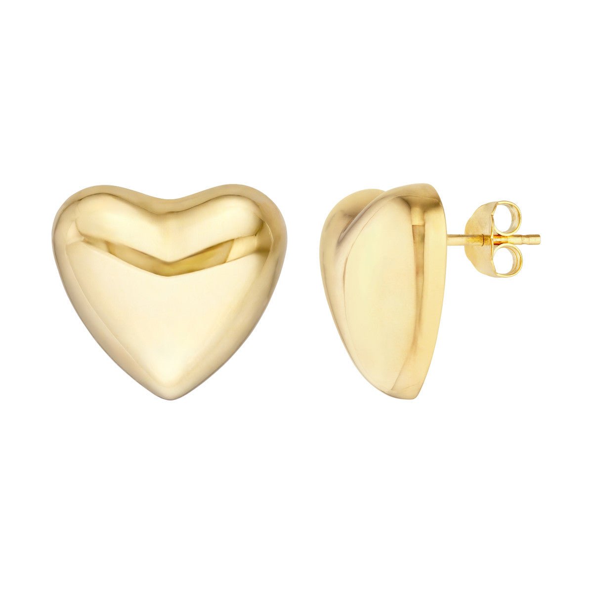 Birmingham Jewelry - 14K Yellow Gold Puff Heart Polished Earrings - Birmingham Jewelry