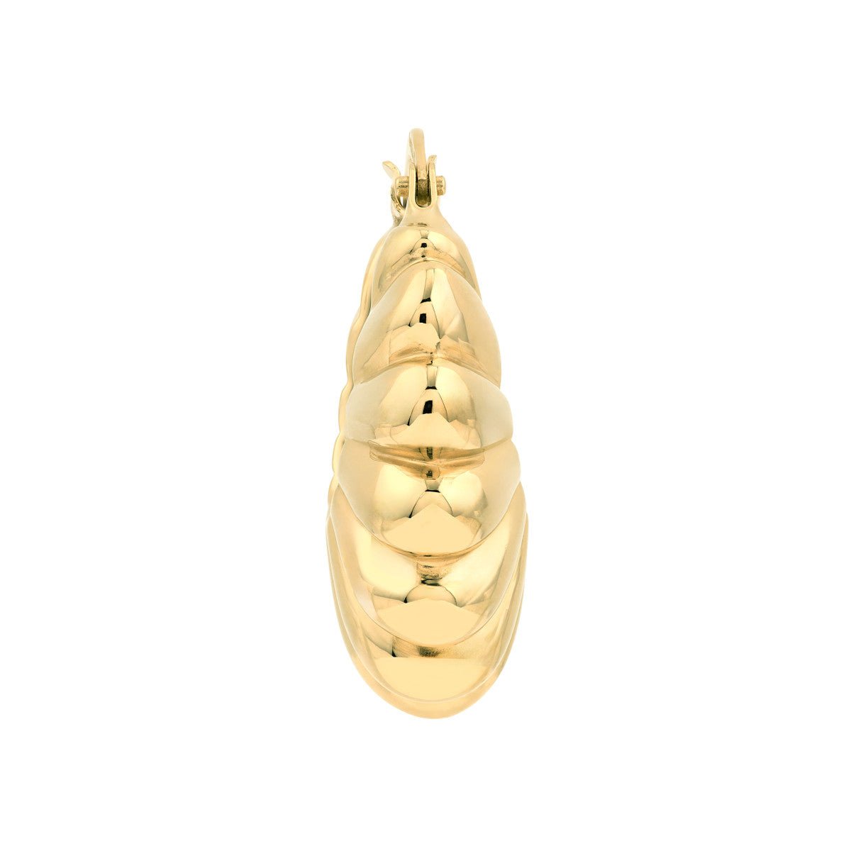 Birmingham Jewelry - 14K Yellow Gold Puff Shrimp Hoop Earrings - Birmingham Jewelry