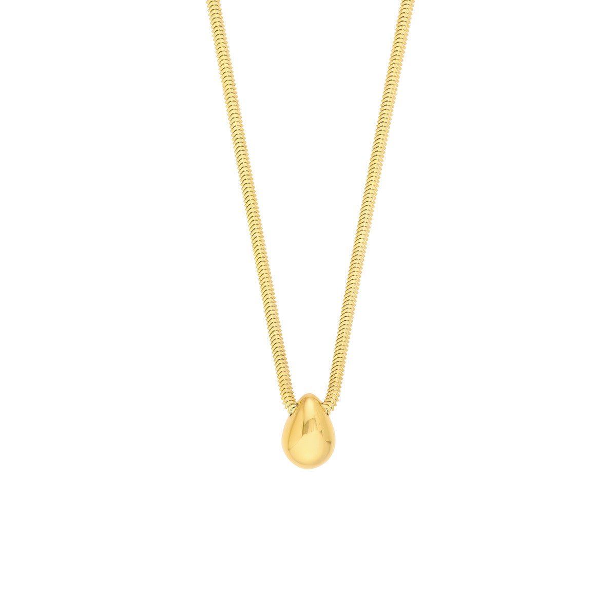 Birmingham Jewelry - 14K Yellow Gold Puff Teardrop Snake Necklace - Birmingham Jewelry