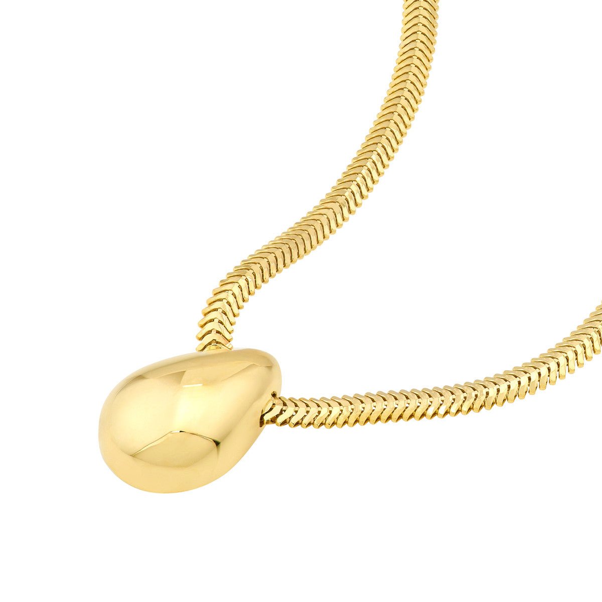 Birmingham Jewelry - 14K Yellow Gold Puff Teardrop Snake Necklace - Birmingham Jewelry