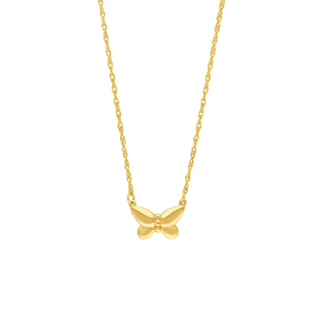 Birmingham Jewelry - 14K Yellow Gold Puffy Butterfuly Necklace - Birmingham Jewelry