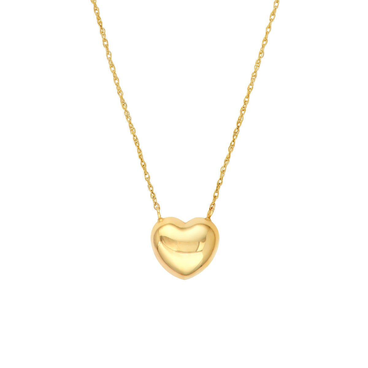 Birmingham Jewelry - 14K Yellow Gold Puffy Heart Necklace - Birmingham Jewelry