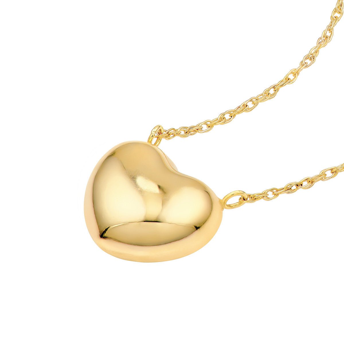 Birmingham Jewelry - 14K Yellow Gold Puffy Heart Necklace - Birmingham Jewelry
