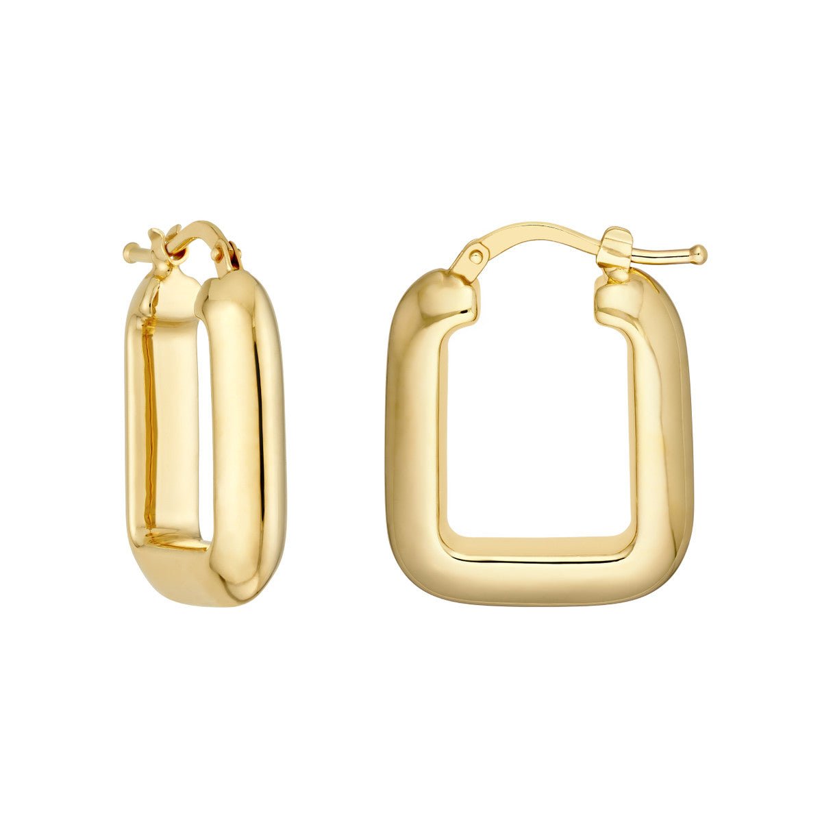 Birmingham Jewelry - 14K Yellow Gold Puffy Square Shape Hoop Earrings - Birmingham Jewelry