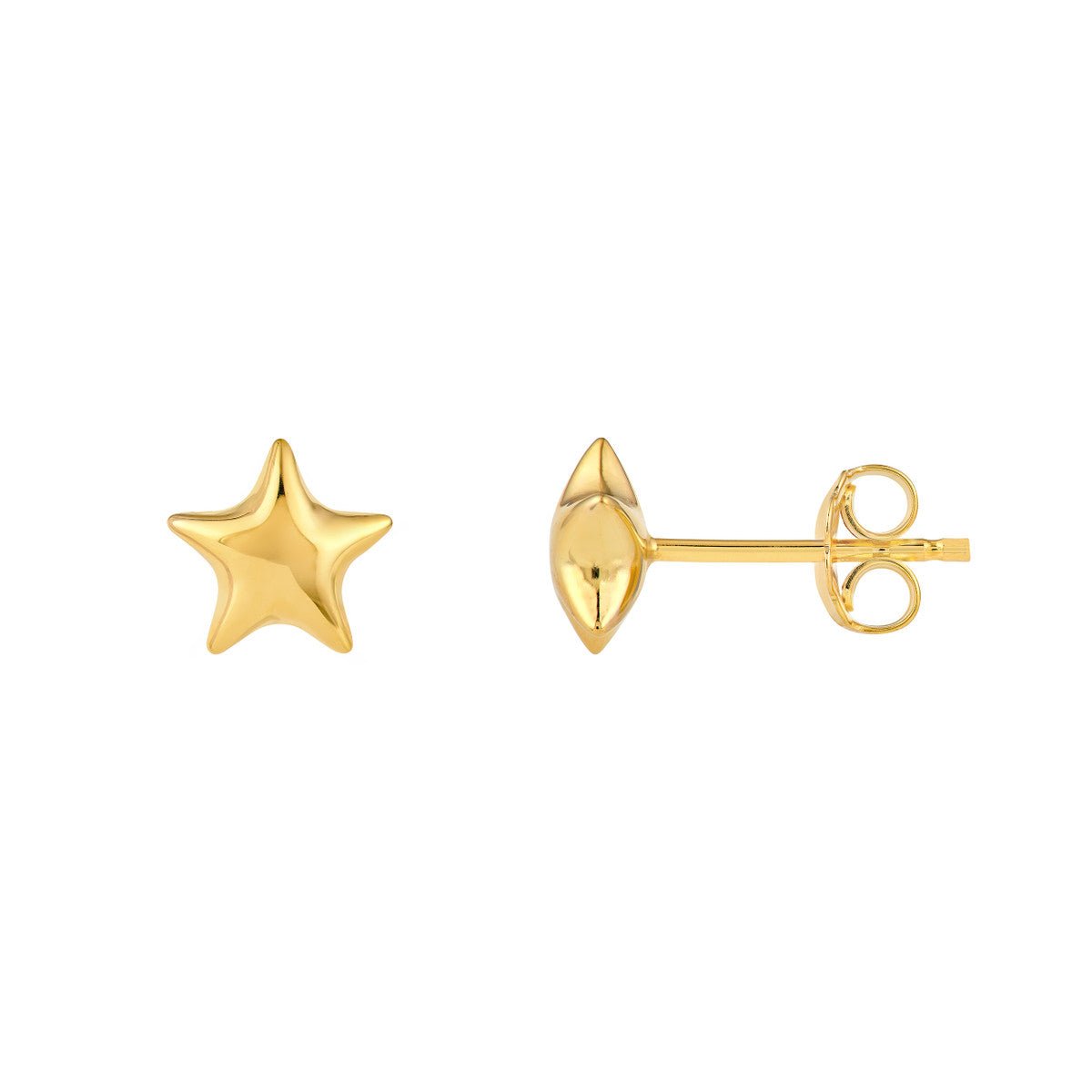 Birmingham Jewelry - 14K Yellow Gold Puffy Star Stud Earrings - Birmingham Jewelry