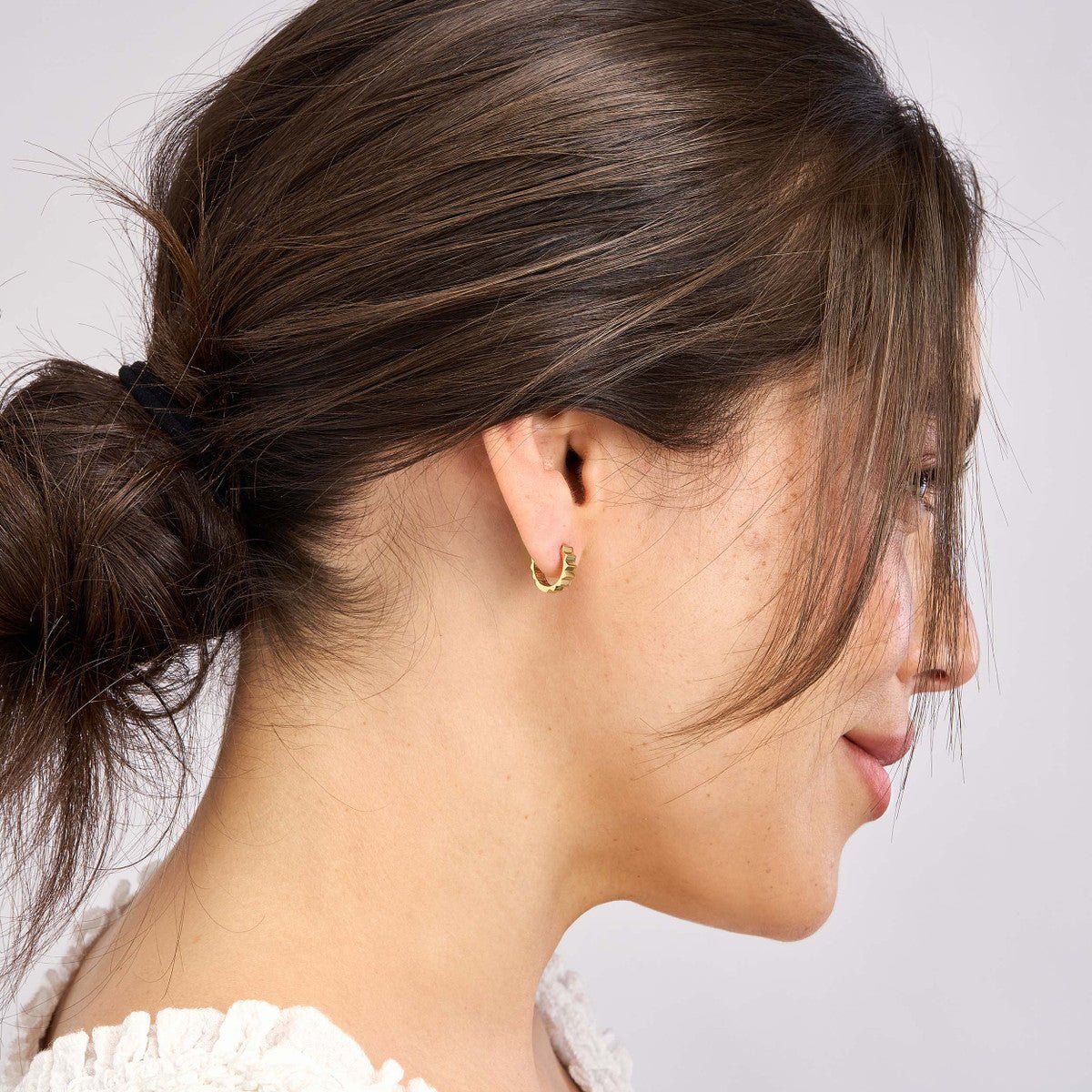 Birmingham Jewelry - 14K Yellow Gold Ridged Polished Round Hoop Earrings - Birmingham Jewelry