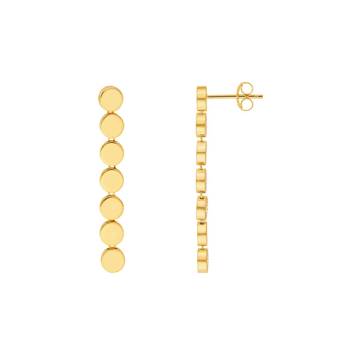 Birmingham Jewelry - 14K Yellow Gold Round Discs Dangle Earrings - Birmingham Jewelry