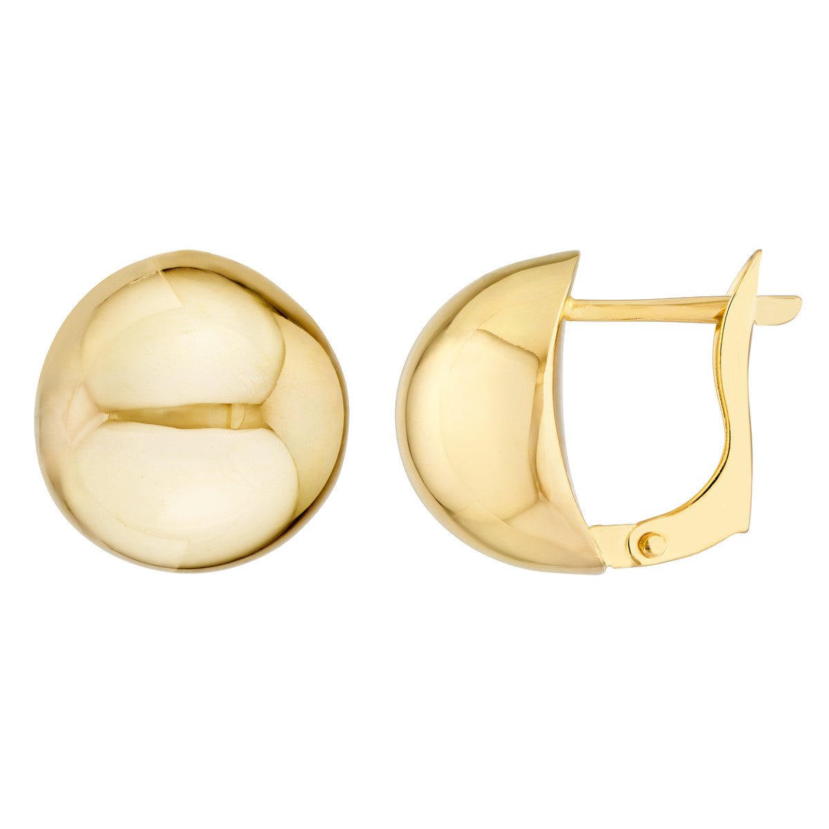 Birmingham Jewelry - 14K Yellow Gold Round Polished Button Omega Earrings - Birmingham Jewelry