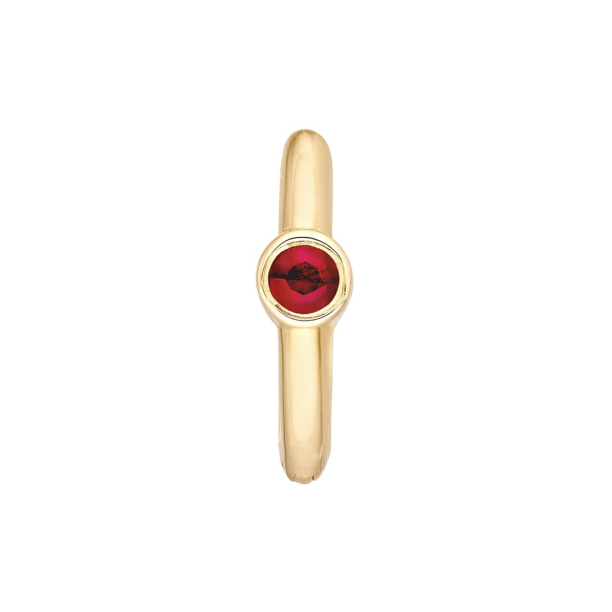 Birmingham Jewelry - 14K Yellow Gold Ruby Bezel Mini Hoops - Birmingham Jewelry