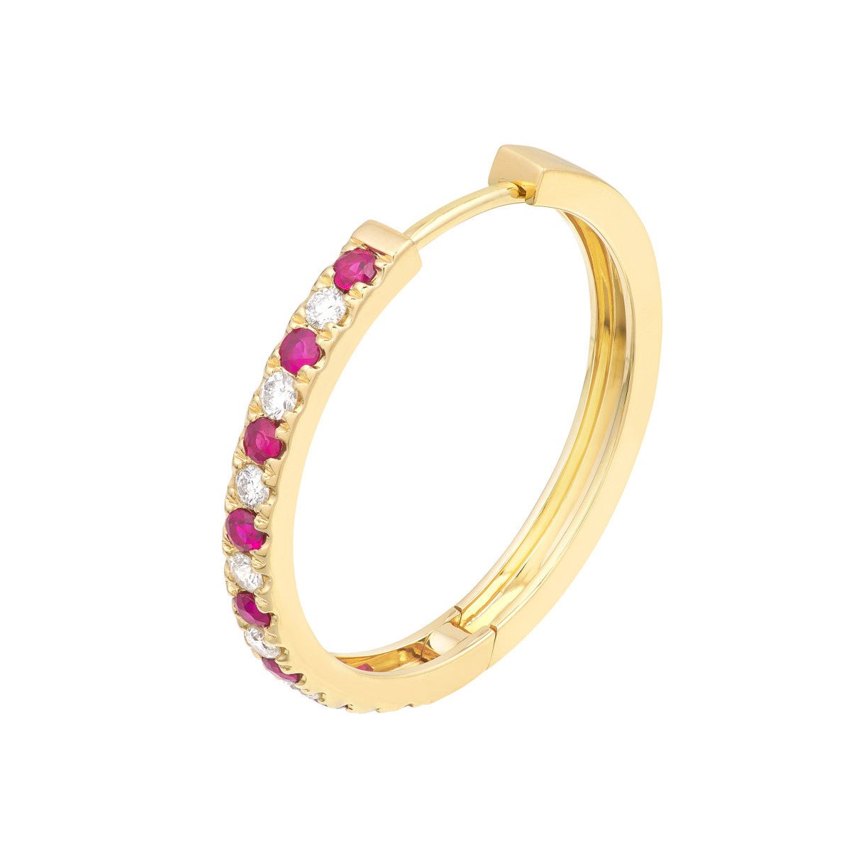 Birmingham Jewelry - 14K Yellow Gold Ruby & Diamond Hoop Earrings (3/8tcw) - Birmingham Jewelry