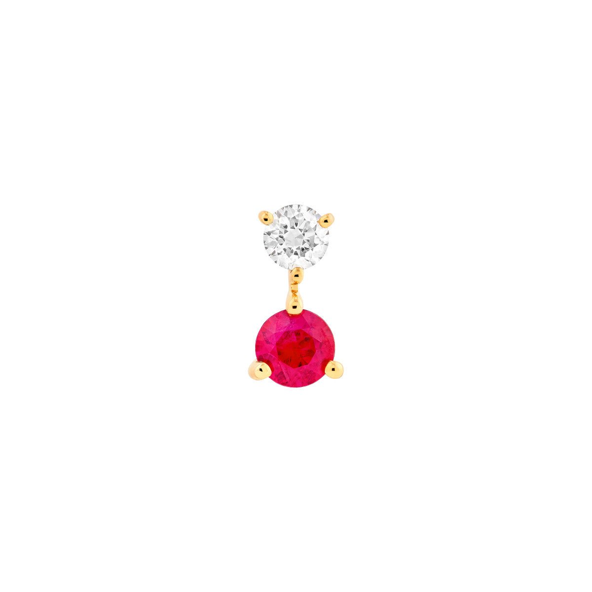 Birmingham Jewelry - 14K Yellow Gold Ruby & Diamond Stud Earrings (1/8tcw) - Birmingham Jewelry
