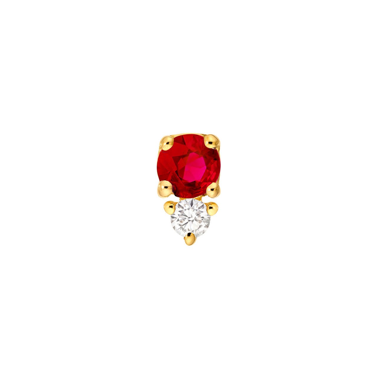 Birmingham Jewelry - 14K Yellow Gold Ruby & Diamond Stud Earrings - Birmingham Jewelry