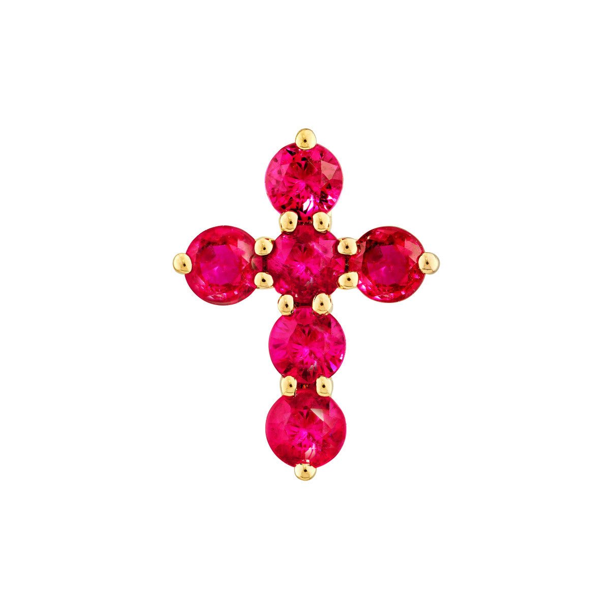 Birmingham Jewelry - 14K Yellow Gold Ruby Stone Cross Pendant - Birmingham Jewelry