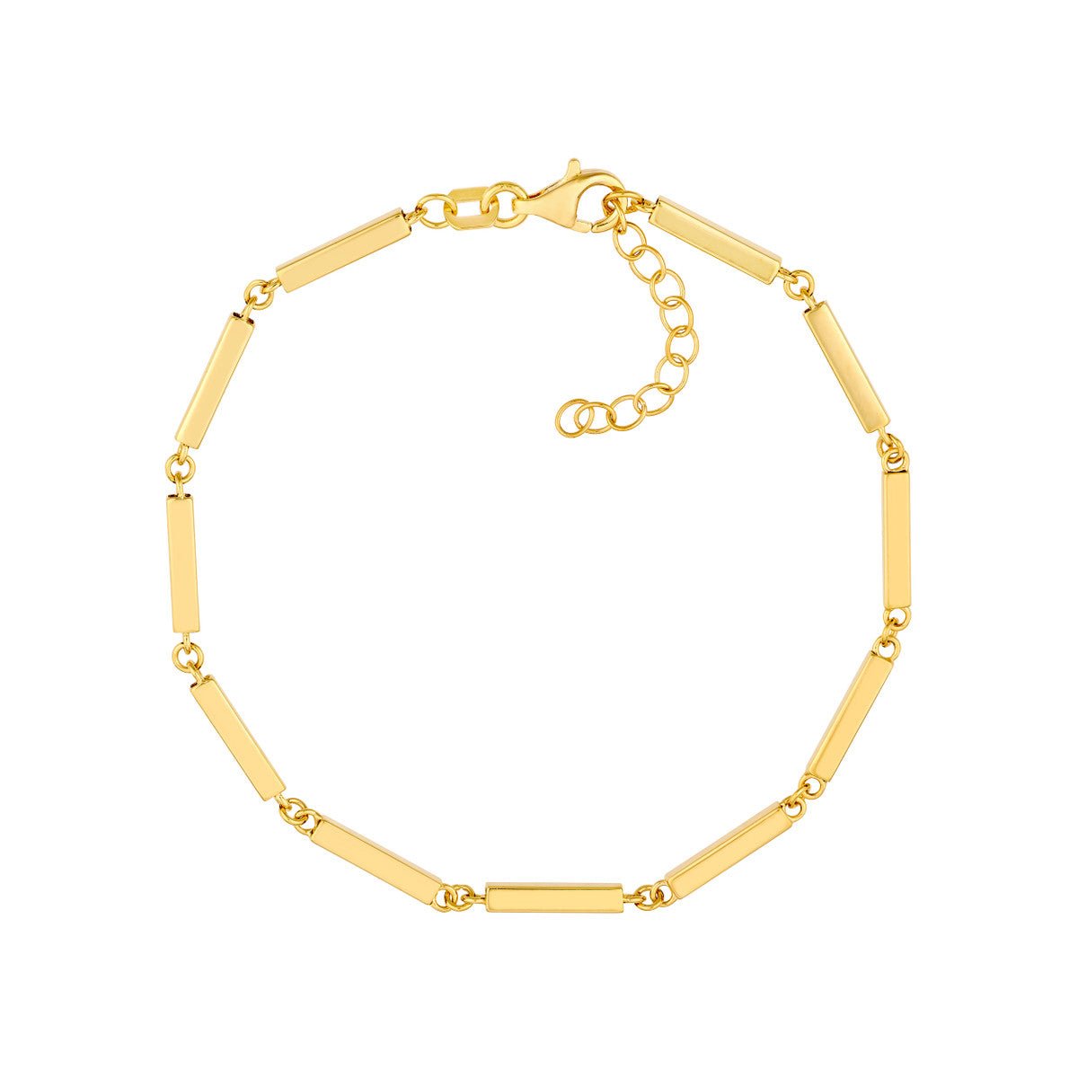 Birmingham Jewelry - 14K Yellow Gold Short Bar Station Adjustable Bracelet - Birmingham Jewelry
