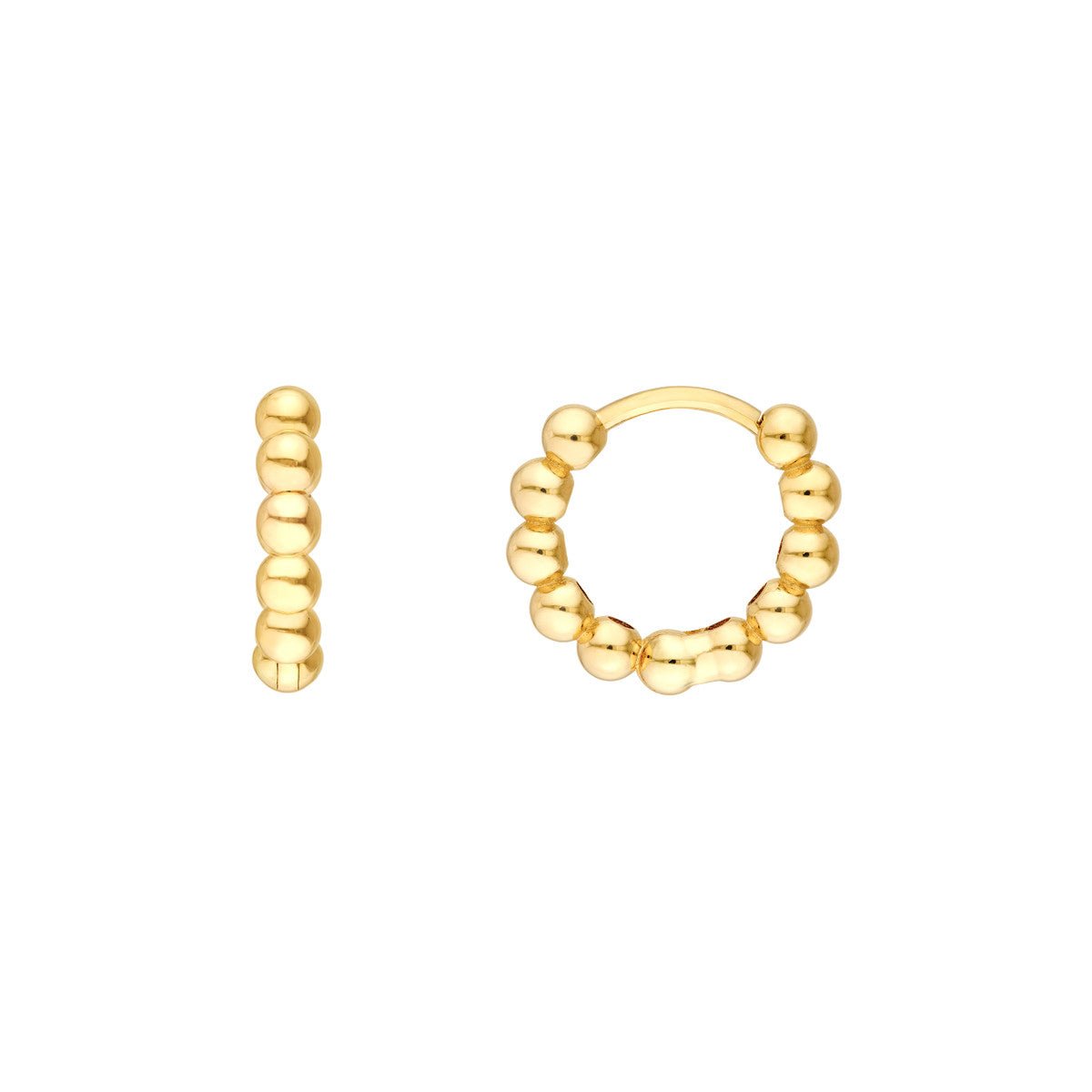 Birmingham Jewelry - 14K Yellow Gold Small Beaded Huggie Earrings - Birmingham Jewelry