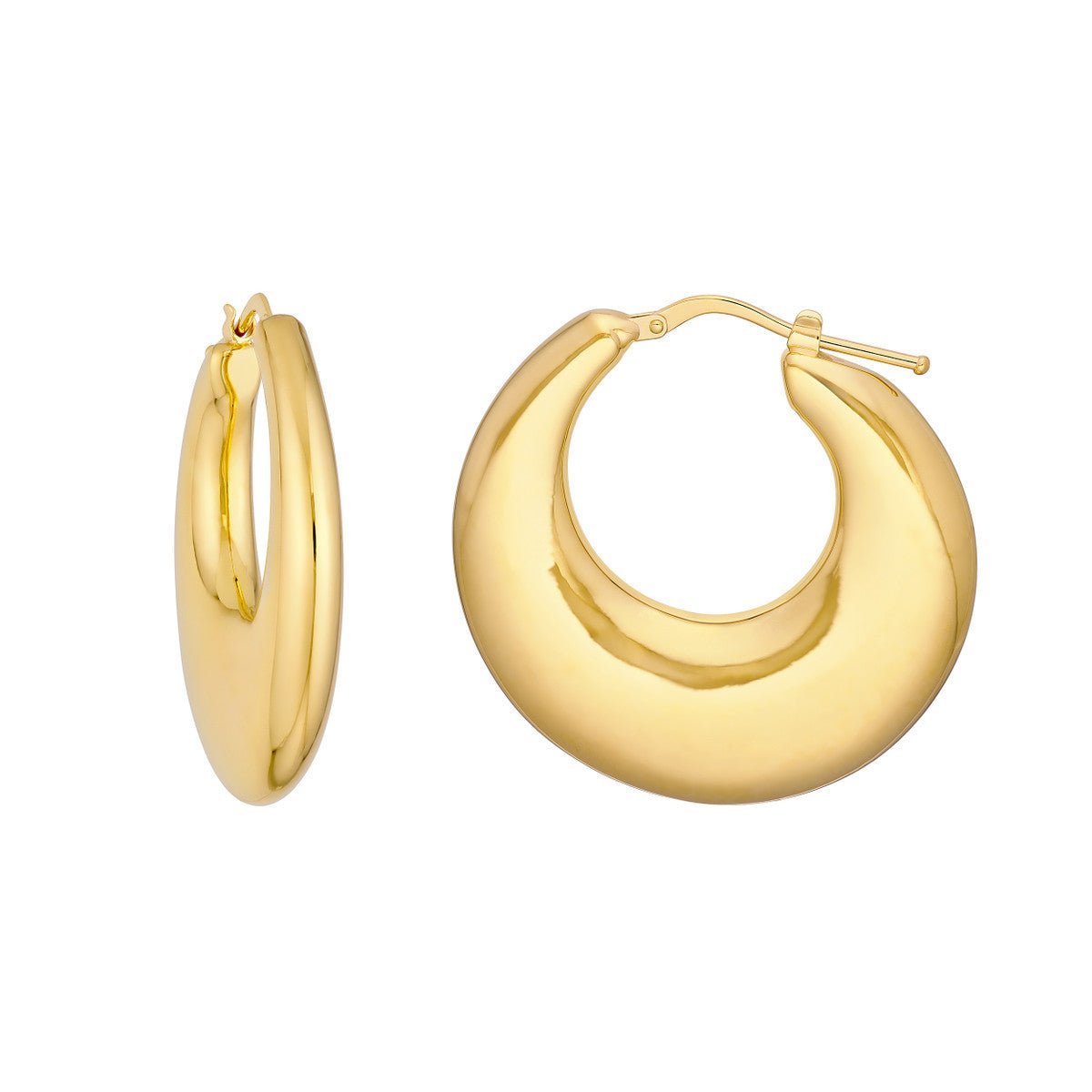 Birmingham Jewelry - 14K Yellow Gold Small Graduated Puffed Hoop Earrings - Birmingham Jewelry