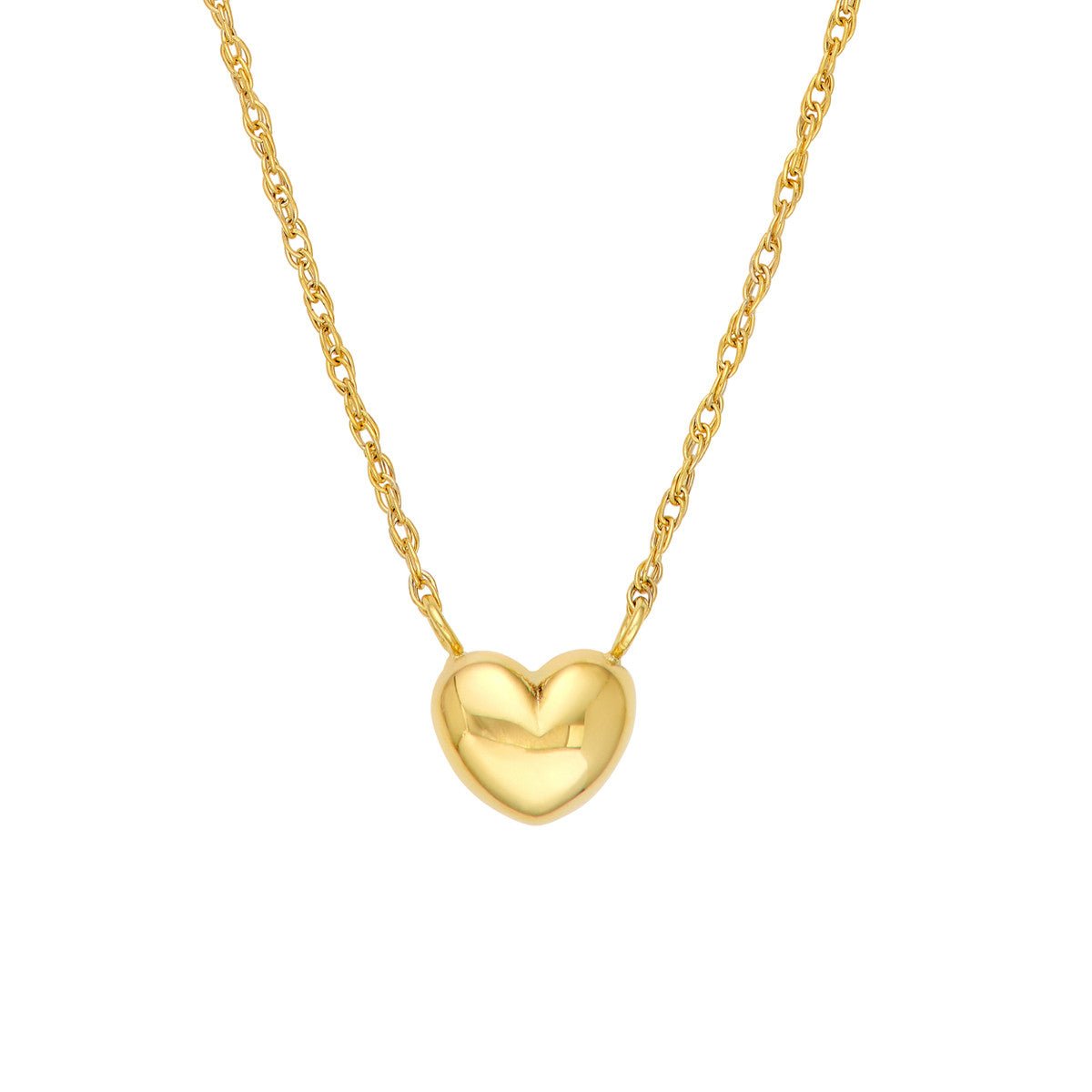 Birmingham Jewelry - 14K Yellow Gold Small SM Puffy Heart Necklace - Birmingham Jewelry