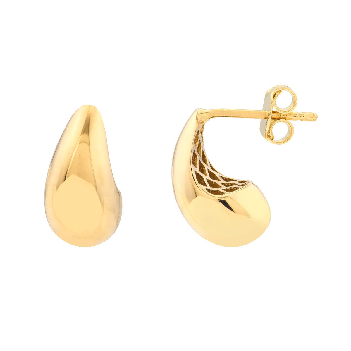 Birmingham Jewelry - 14K Yellow Gold Small Teardrop Dome Earrings - Birmingham Jewelry