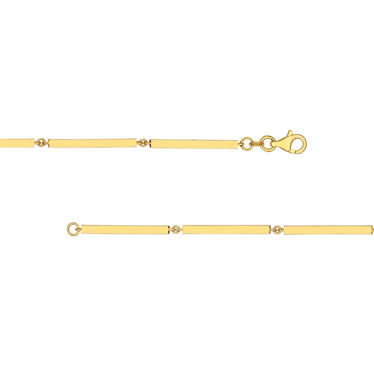 14K Yellow Gold Square Bar Station Necklace Birmingham Jewelry Gold Chain Birmingham Jewelry