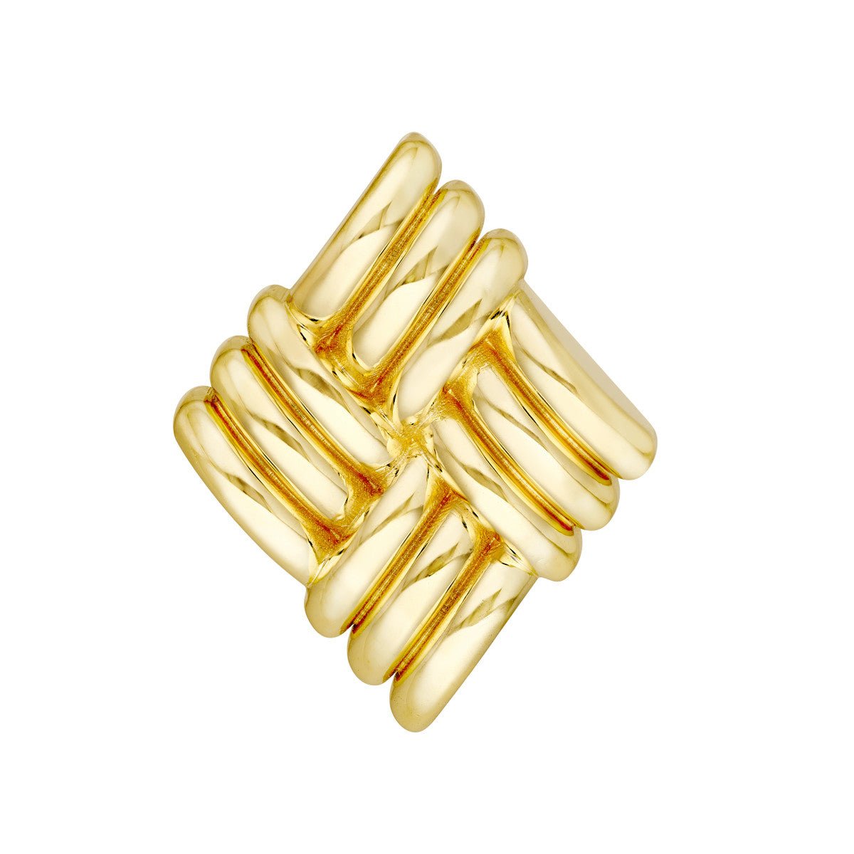 Birmingham Jewelry - 14K Yellow Gold Square Lattice Pattern Stud Earrings - Birmingham Jewelry