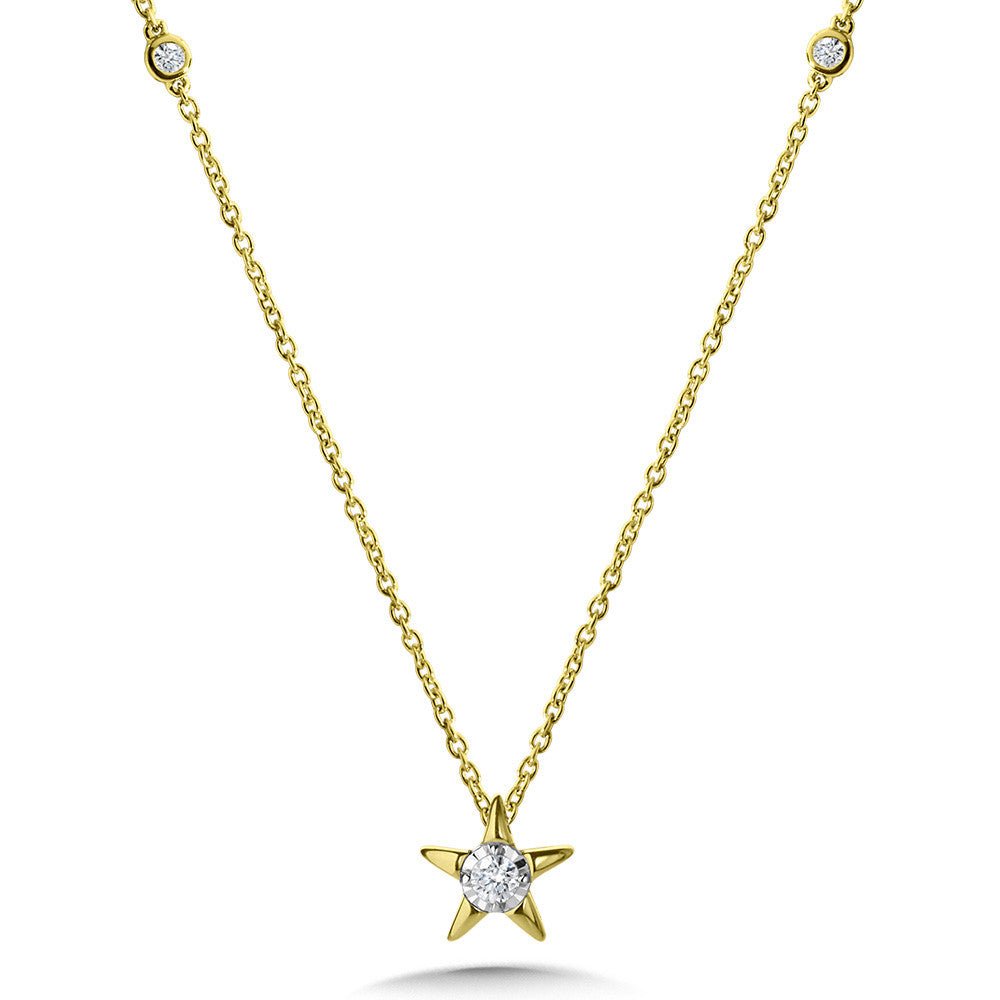 Birmingham Jewelry - 14K Yellow Gold Star - Shaped Diamond Star Necklace - Birmingham Jewelry