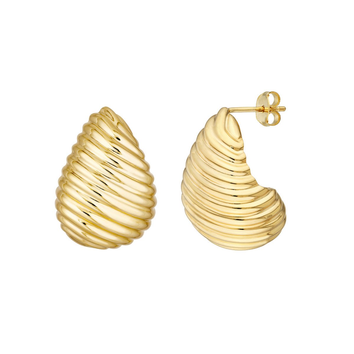 Birmingham Jewelry - 14K Yellow Gold Teardrop Graduated Swirl Earrings - Birmingham Jewelry