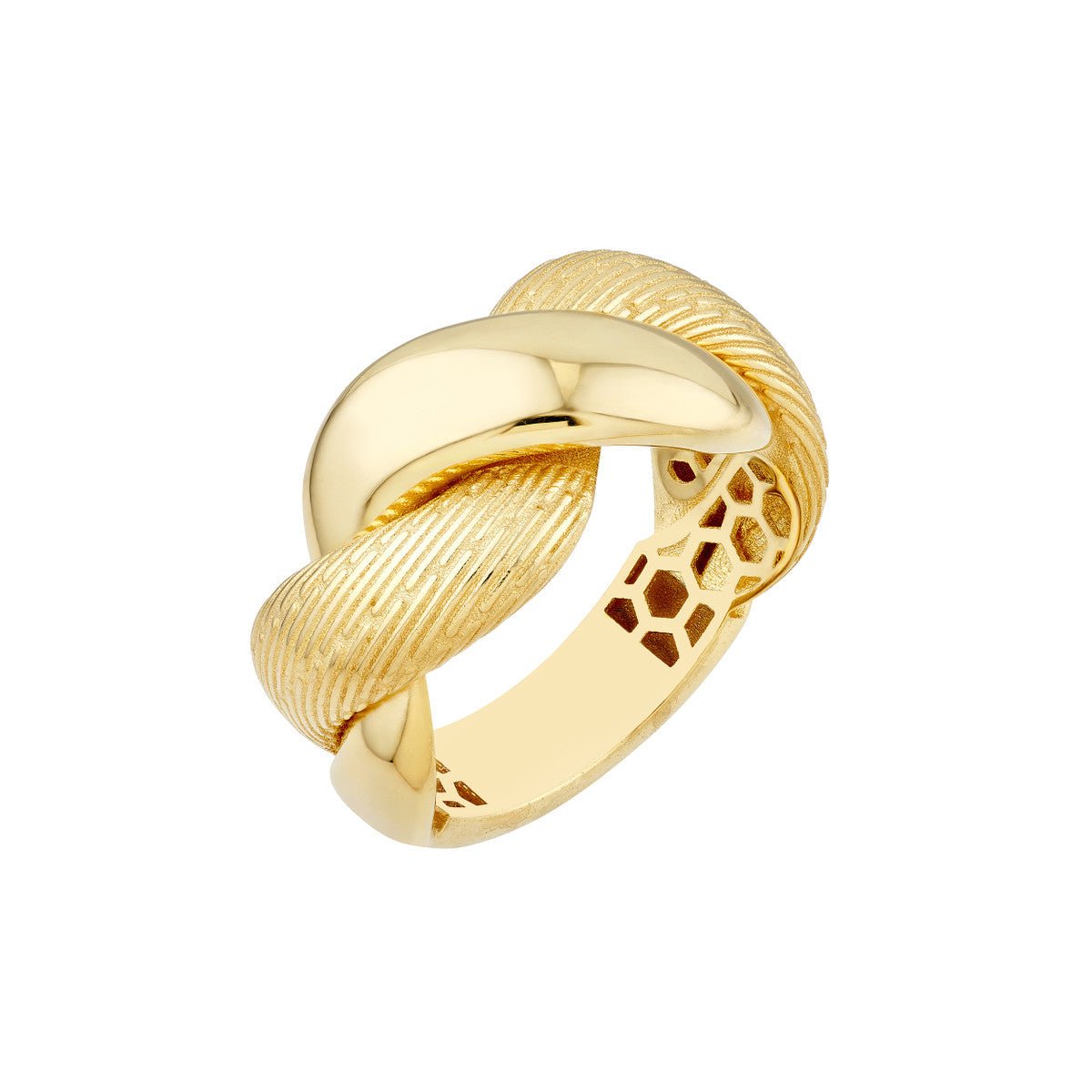 Birmingham Jewelry - 14K Yellow Gold Textured and Polished Twist Ring - Birmingham Jewelry