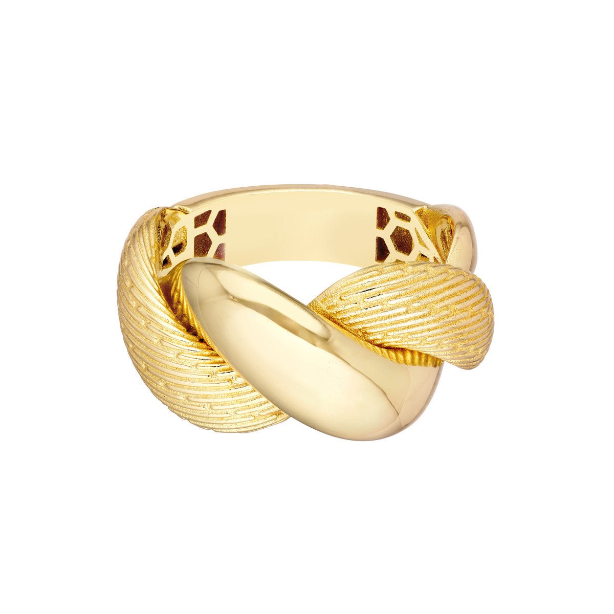 Birmingham Jewelry - 14K Yellow Gold Textured and Polished Twist Ring - Birmingham Jewelry