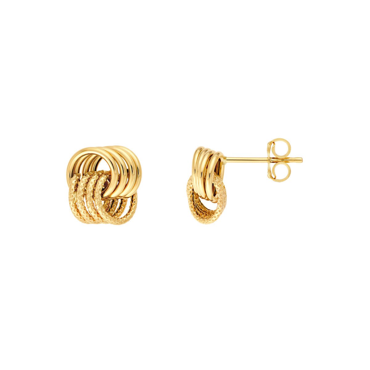 Birmingham Jewelry - 14K Yellow Gold Textured Polished Love Knot Stud Earrings - Birmingham Jewelry