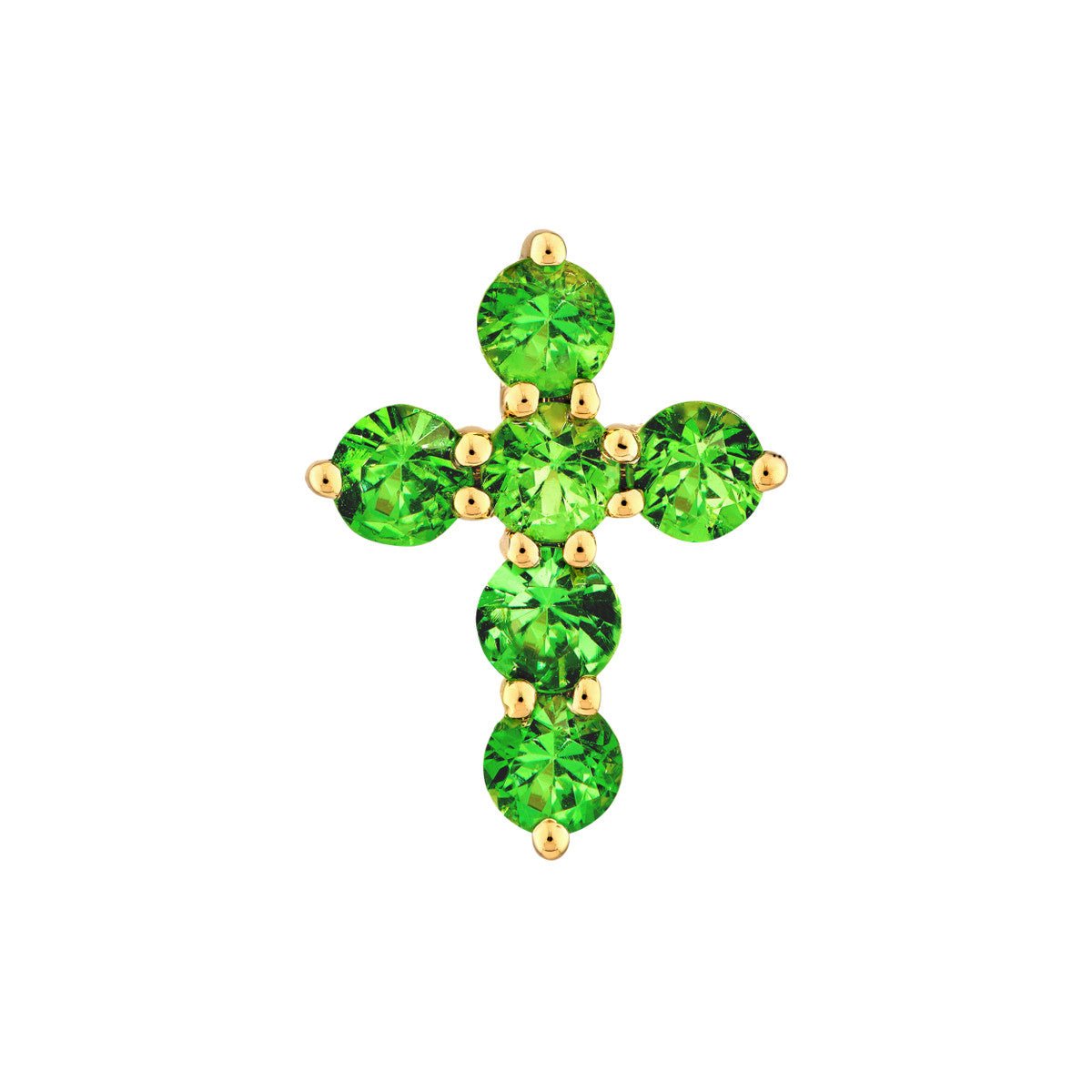 Birmingham Jewelry - 14K Yellow Gold Tsavorite Stone Cross Pendant - Birmingham Jewelry