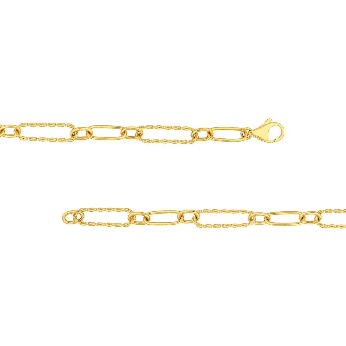 Birmingham Jewelry - 14K Yellow Gold Twist and Polished Oval Link Necklace - Birmingham Jewelry